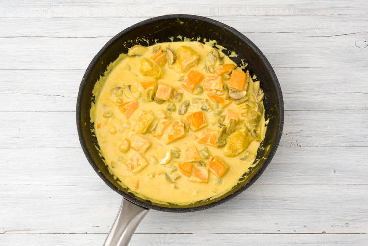 add the chicken and sweet potato