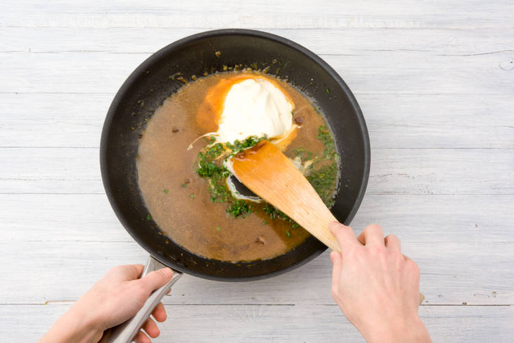 Add the creme fraiche to the sauce