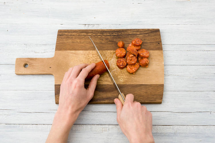 Prepare the chorizo