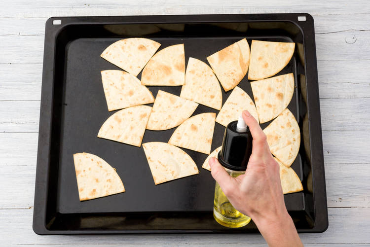 Bake the tortilla triangles