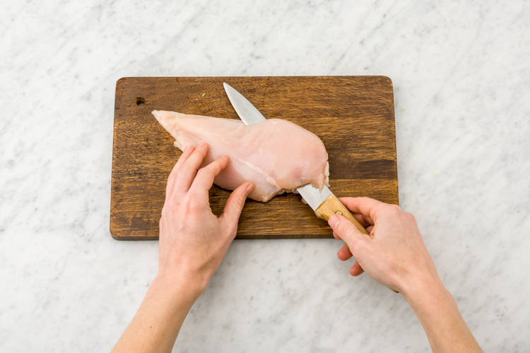Butterfly your chicken breasts