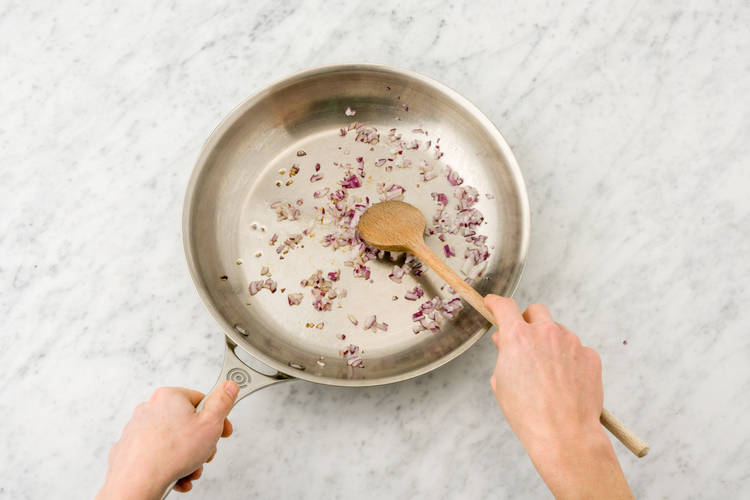 Cook the onion until soft and sweet