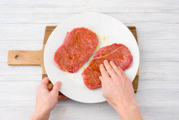 Prepare the lamb steaks