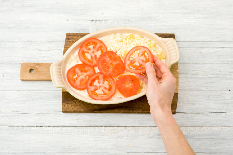 Layer the tomatoes on the top