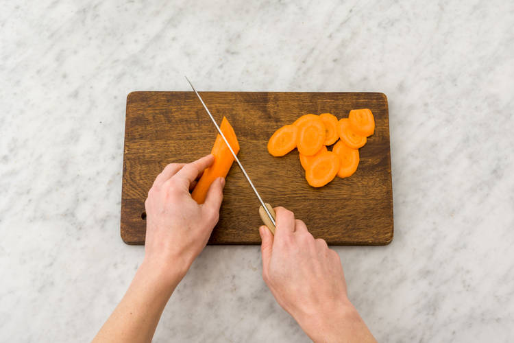 Roast the carrots and Brussels sprouts