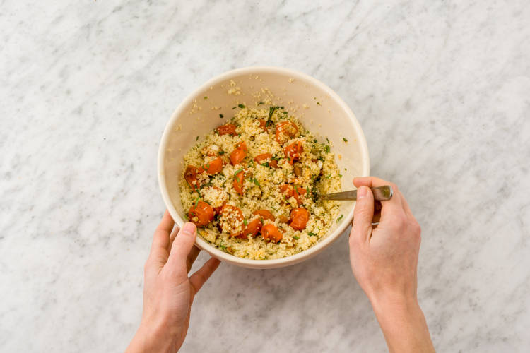 Combine the couscous & tomatoes