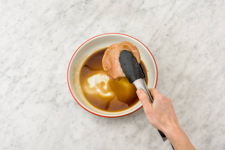Shake off any excess sauce