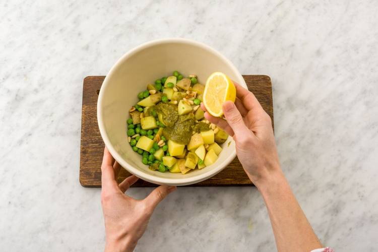 Make the pesto potato salad