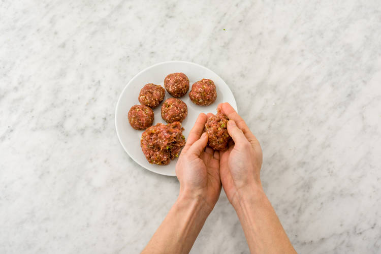 Shape mince into meatballs