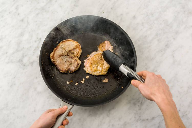 Cook schnitzels and transfer to a plate