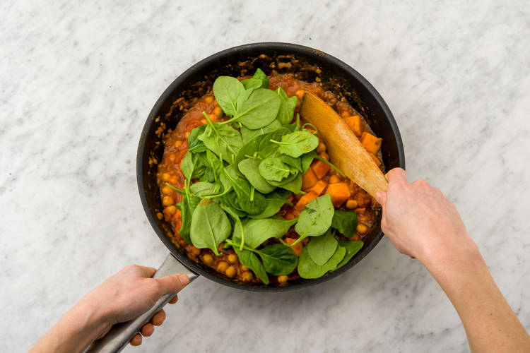 Stir through baby spinach