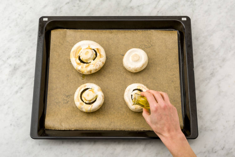 Drizzle mushrooms with olive oil
