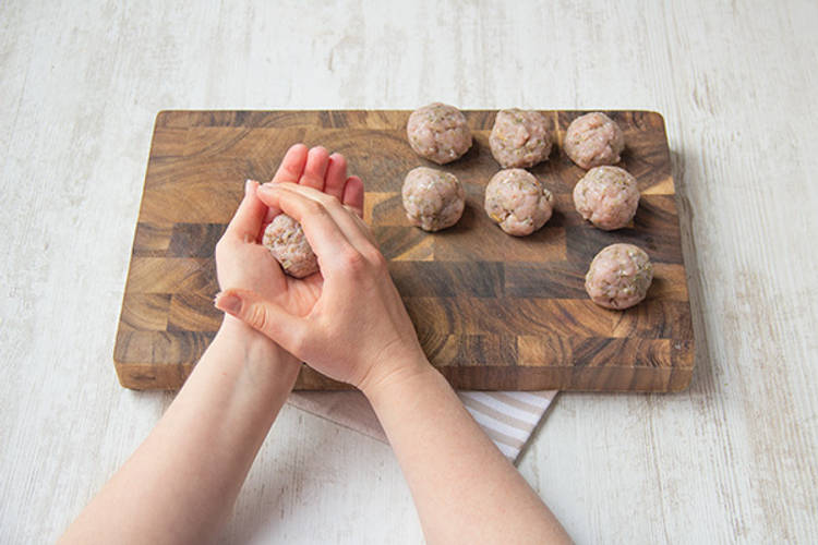 Roll the mixture into evenly shaped meatballs