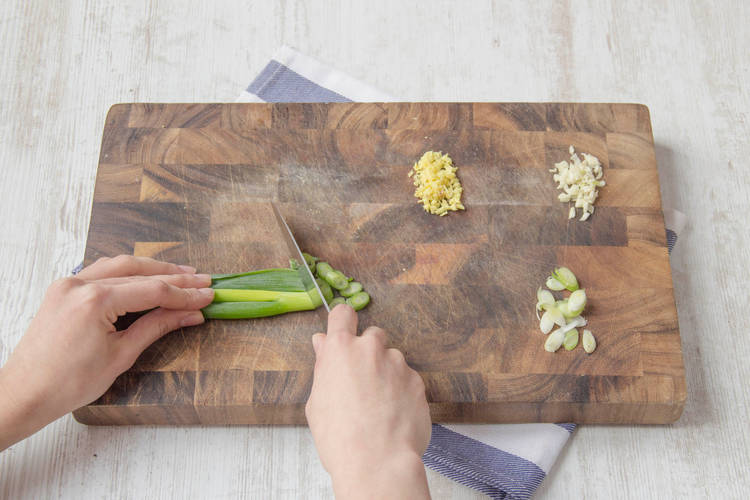 Slice the spring onions