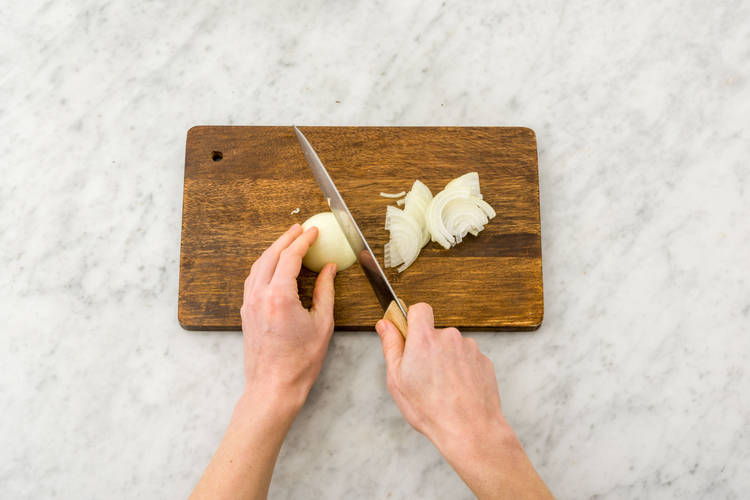 Thinly slice your onions