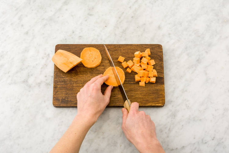 Chop the sweet potato