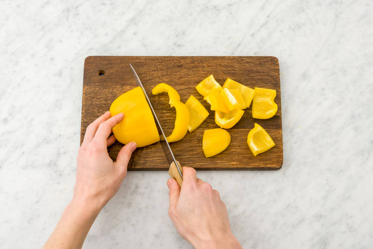 Chop the yellow pepper