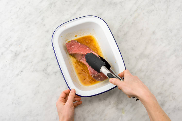 Marinade the premium beef rump