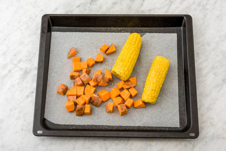 Roast corn and sweet potato