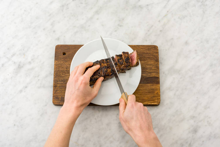 Cut beef into thick slices