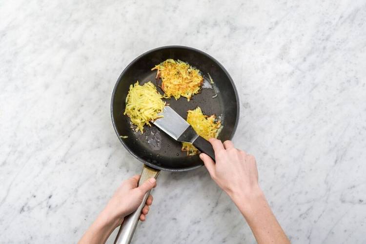 Cook the potato cakes