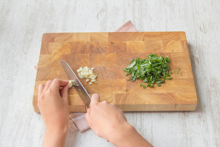 Finely chop the garlic