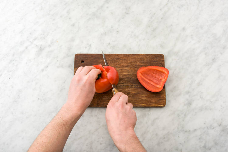 Chop the red capsicum