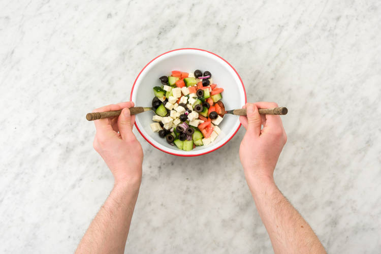 Combine the salad ingredients