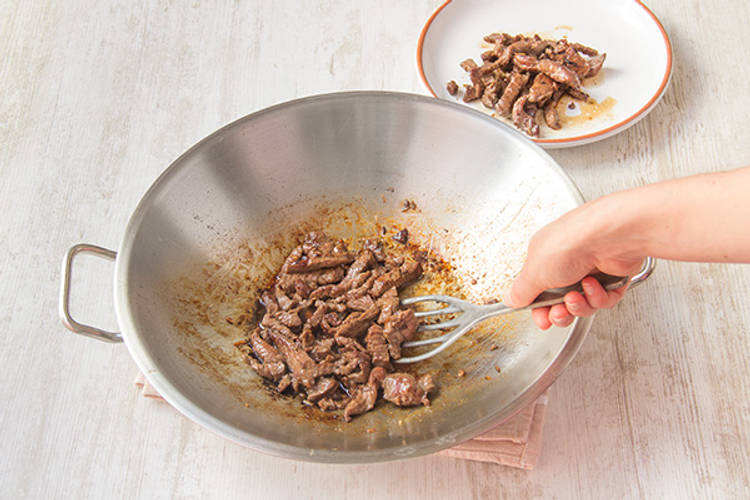 Cook the beef in batches