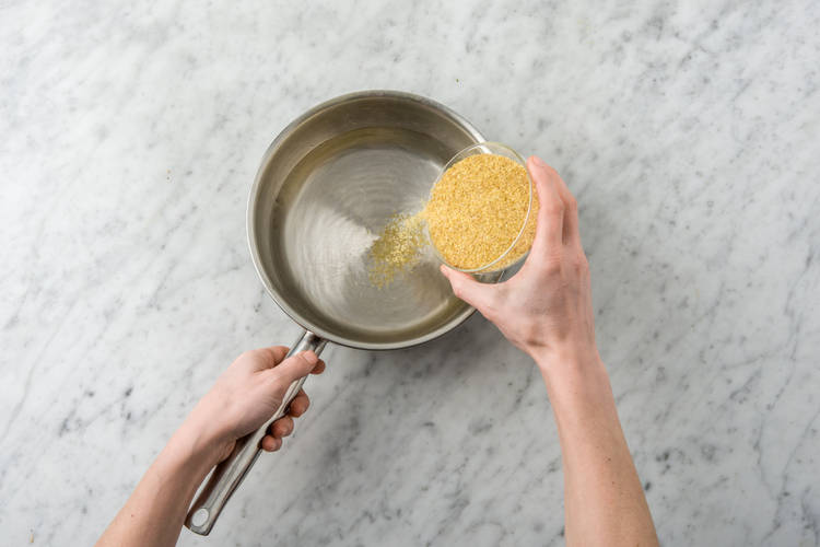 Pour the bulgur wheat into a pot