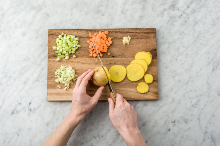 Thinly slice the potato