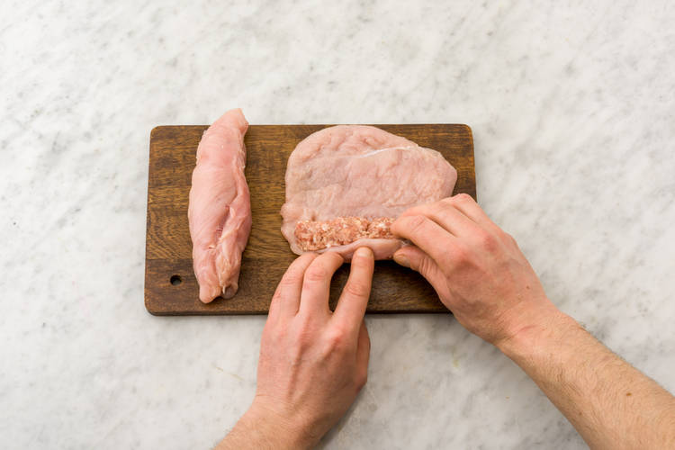 Stuff and roll the chicken