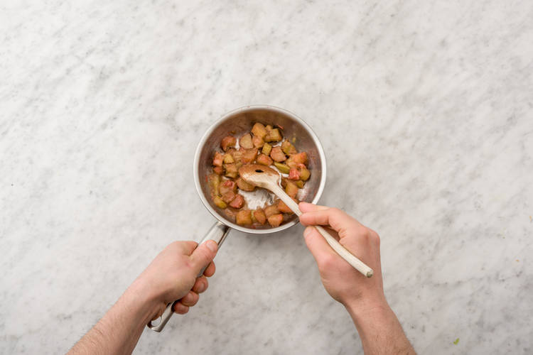 Glaze the rhubarb