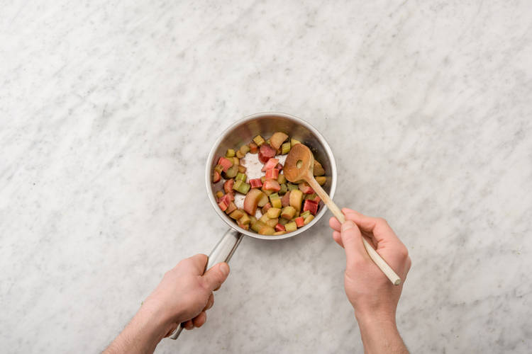 Soften the rhubarb
