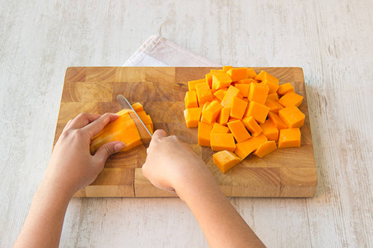 Cut pumpkin into 2 cm cubes