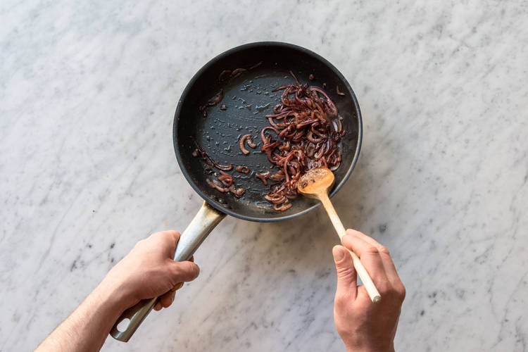 Cook the red onion