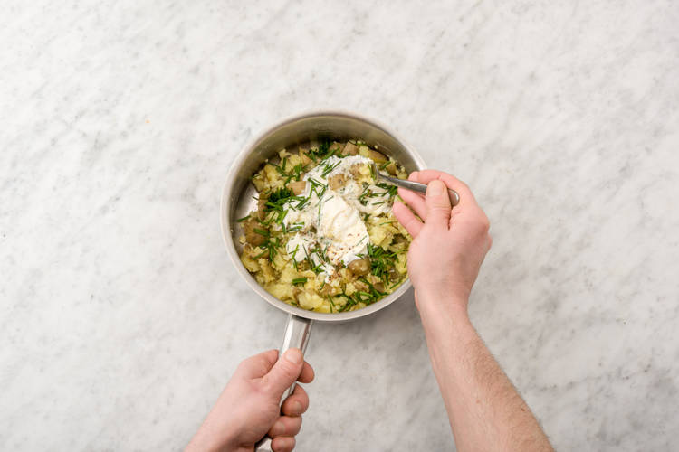 Mix in the creme fraiche