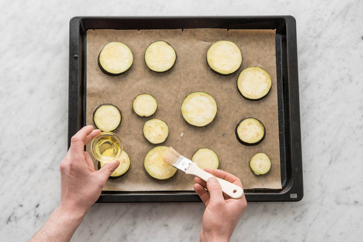 Bake the eggplant
