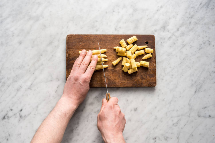 Chop the baby corn