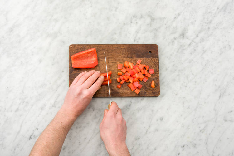 Chop the red pepper