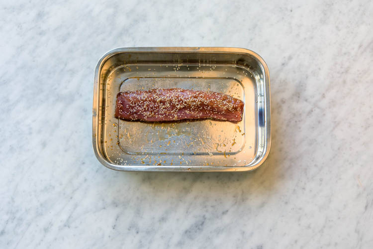 Put the pork on a baking tray