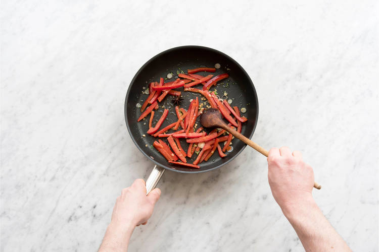 Soften the peppers