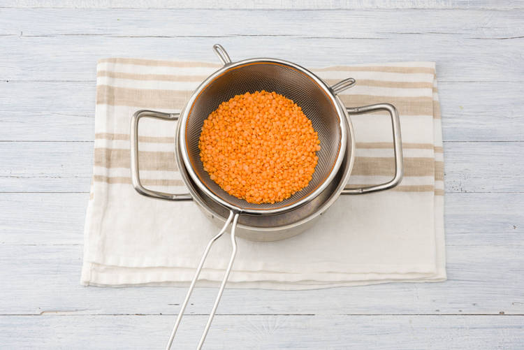 Rinse the red lentils