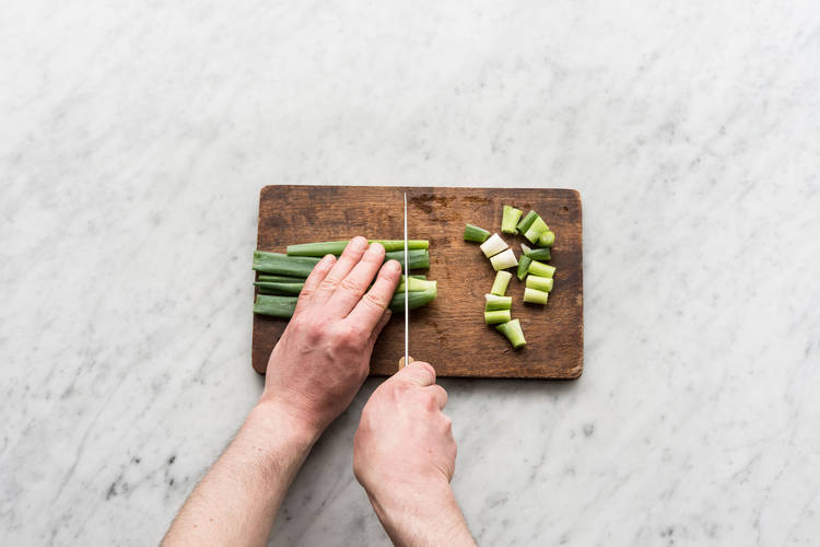Prepare the spring onions