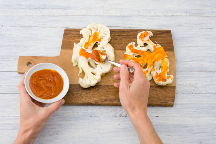 Coat the cauliflower steaks