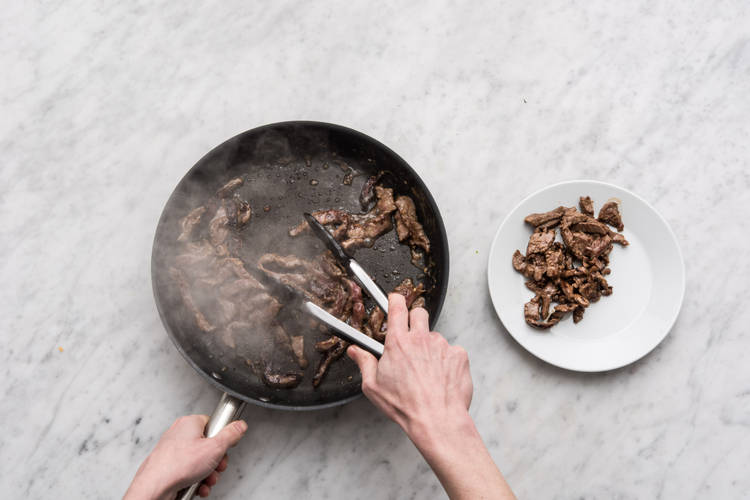 Fry the beef strips