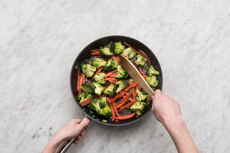 Stir fry the veggies