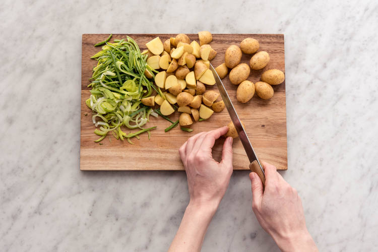 Chop the potatoes