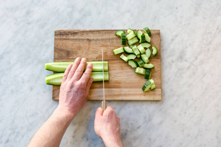 Chop the cucumber