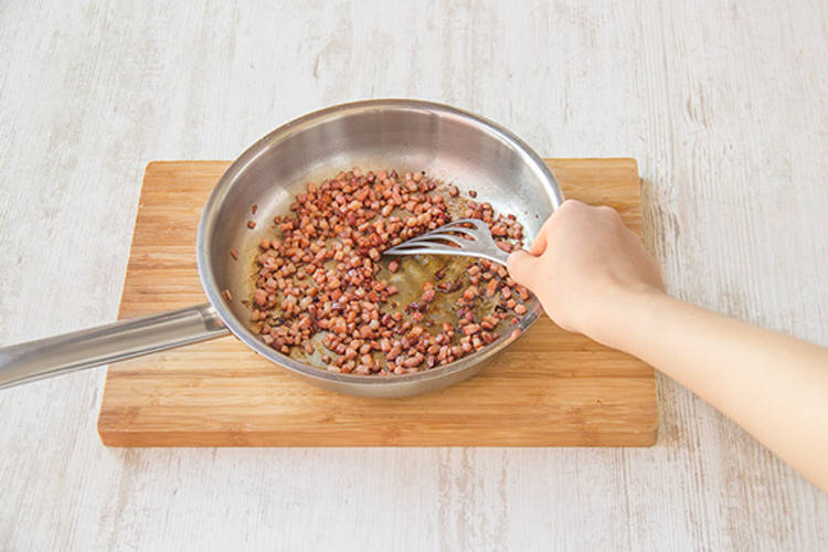 COOK THE BACON & VEGGIES